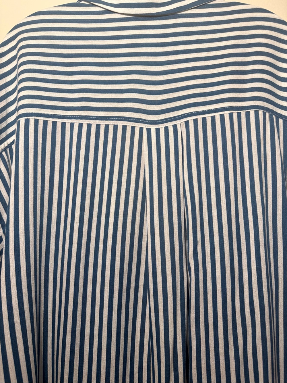 Pre-Loved Torrid Teal Blue and White Stripe Oversized Shirt Size: 2 (18-20) - Picture 7 of 8